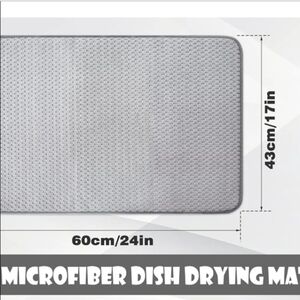 Gray Microfiber Dish Drying Mat, New